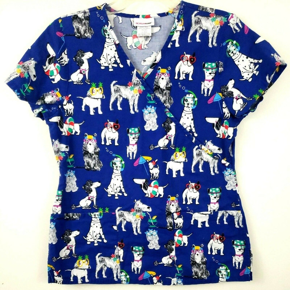 Scrubstar Dogs Summer Vacation Vet Scrub Top